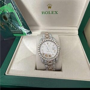 Rolly  Two-Tone mossiniate watch box papers